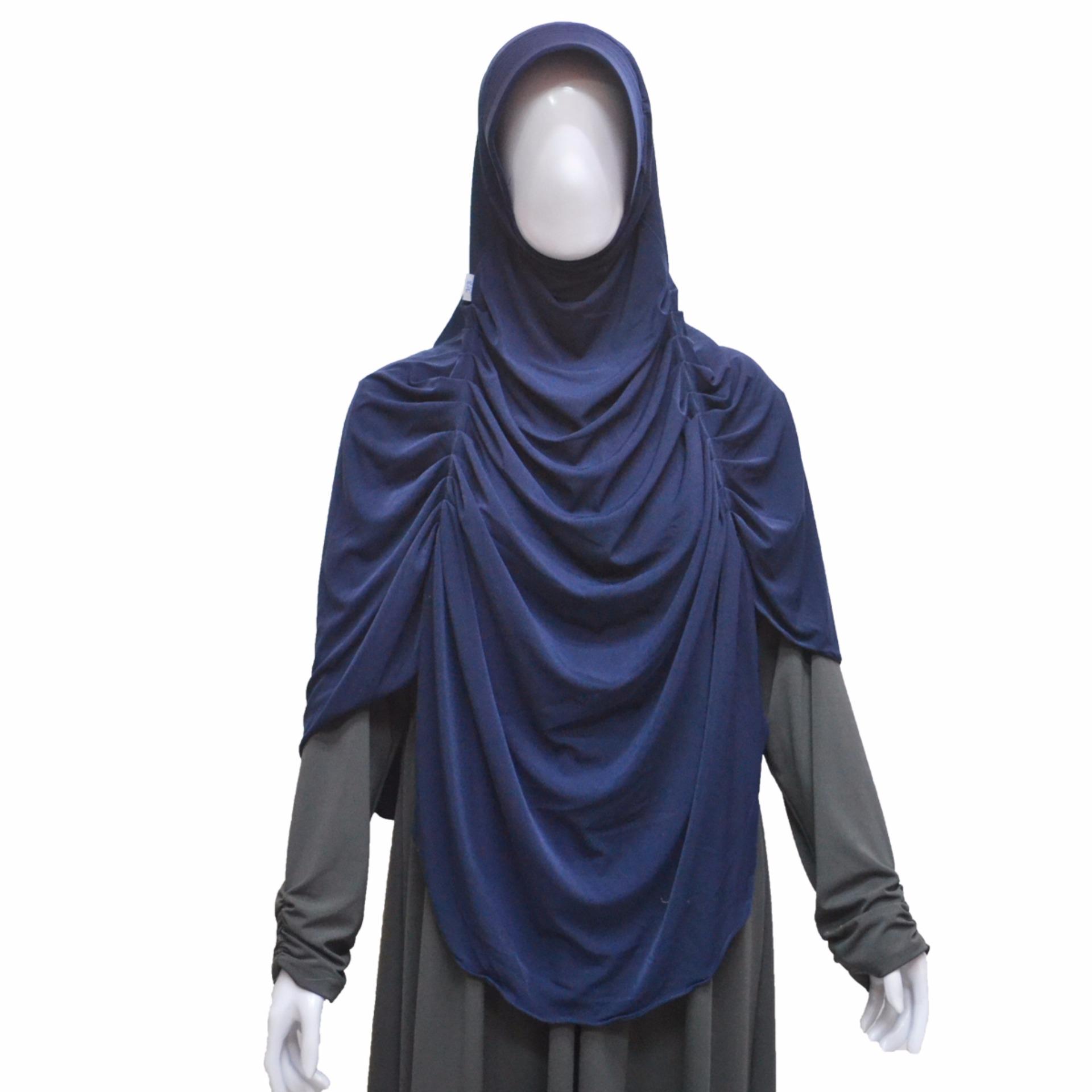 HEMAT Jilbab Instan Serut Dada Karen Biru dongker Jilbab Instan Serut Dada Karen Biru dongker