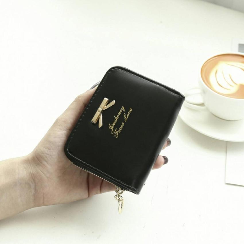 Jims Honey Dompet Kecil Fashion Mini Ribbon Wallet Black .