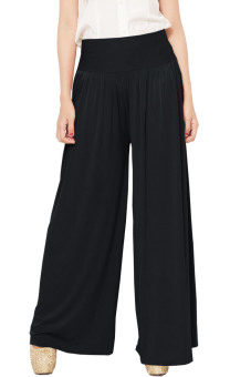 Gambar JO   NIC Celana Wanita Kulot Allsize Pleated Long Culotte Pants   Fit to Big Size   Black
