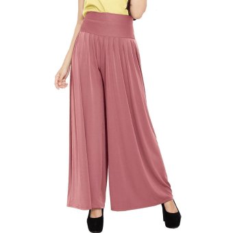 Gambar JO   NIC Celana Wanita Kulot Allsize Pleated Long Culotte Pants  Fit to Big Size   DustyPink