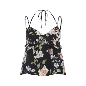 Gambar Juicy Couture busana bunga vest harness dicetak (Hitam 0004)