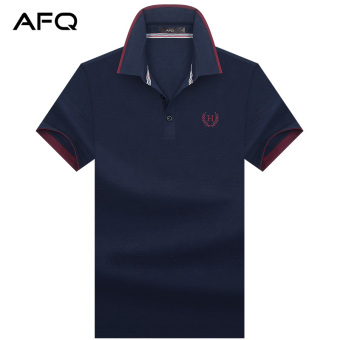 Gambar Kasual ukuran besar POLO kemeja kerah mercerized kapas lengan pendek t shirt (Safir biru)