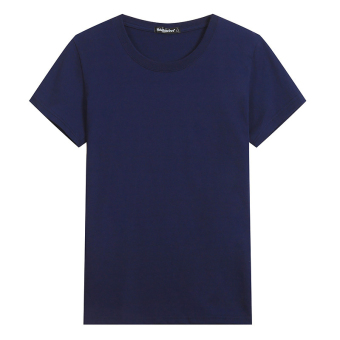 Gambar Katun leher bulat bottoming kemeja yard besar t shirt (Warna solid biru tua)