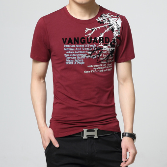 Penawaran Bagus Katun pria untuk meningkatkan kode pria lengan pendek t- shirt (Anggur merah