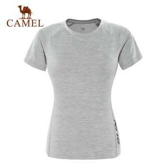 Gambar Kebugaran Shishang elastis cepat kering cepat kering t shirt model perempuan leher bulat t shirt (A7S1U7130, cahaya Heather Gray)