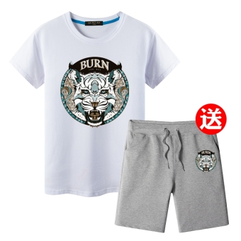 Tide merek musim panas longgar katun lengan pendek t-shirt (DT521 palsu dua pendek
