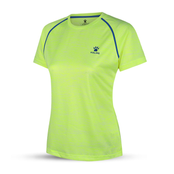 Gambar Kelme Wanita Bernapas Leher Bulat Kebugaran T shirt T shirt (Neon kuning) (Neon kuning)