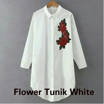 Harga Kemeja Atasan Perempuan Fashionable Z4 Flower Tunik White Online
Review