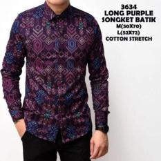 Kemeja Batik Songket Pria Purple Panjang Slimfit Kerja Kantor Murah