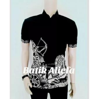 Gambar Kemeja Hem Batik Pria Hitam Arjuna Memanah Cinta Ekslusive||KemejaBatik Fashion Pekalongan