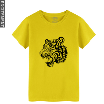 Gambar Kepala harimau Korea siswa muda leher bulat t shirt (Kuning 1)