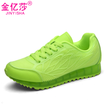 Kim miliar wanita musim panas sepatu lari baru kebugaran sepatu kasual (A6606 hijau)