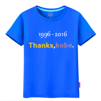 Gambar Kobe Bryant katun laki laki basket olahraga bottoming kemeja t shirt (1996 biru)