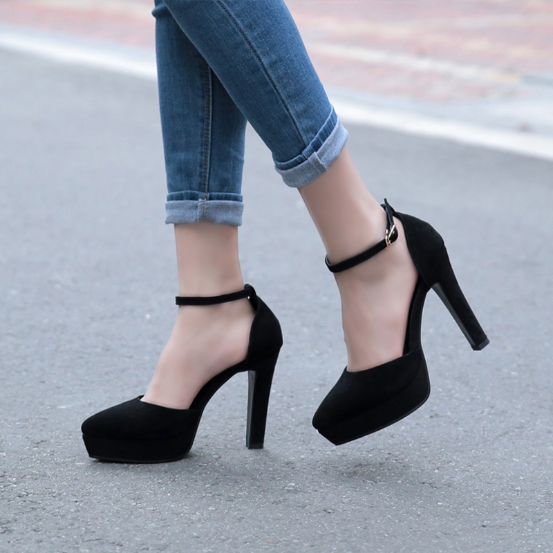 Korea Fashion Style kulit tahan air Taiwan kata gesper sandal sepatu (Hitam)