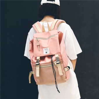 Korea Fashion Style perempuan besar dan siswa SMA tas ransel tas sekolah (Merah muda)