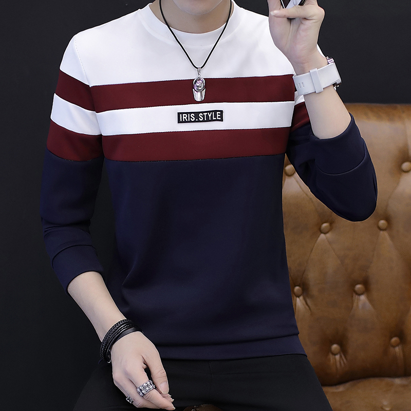 Flash Sale Korea Fashion Style Tambah Beludru Siswa Hangat T-shirt Baju Musim Gugur (505 jahitan biru tua)
