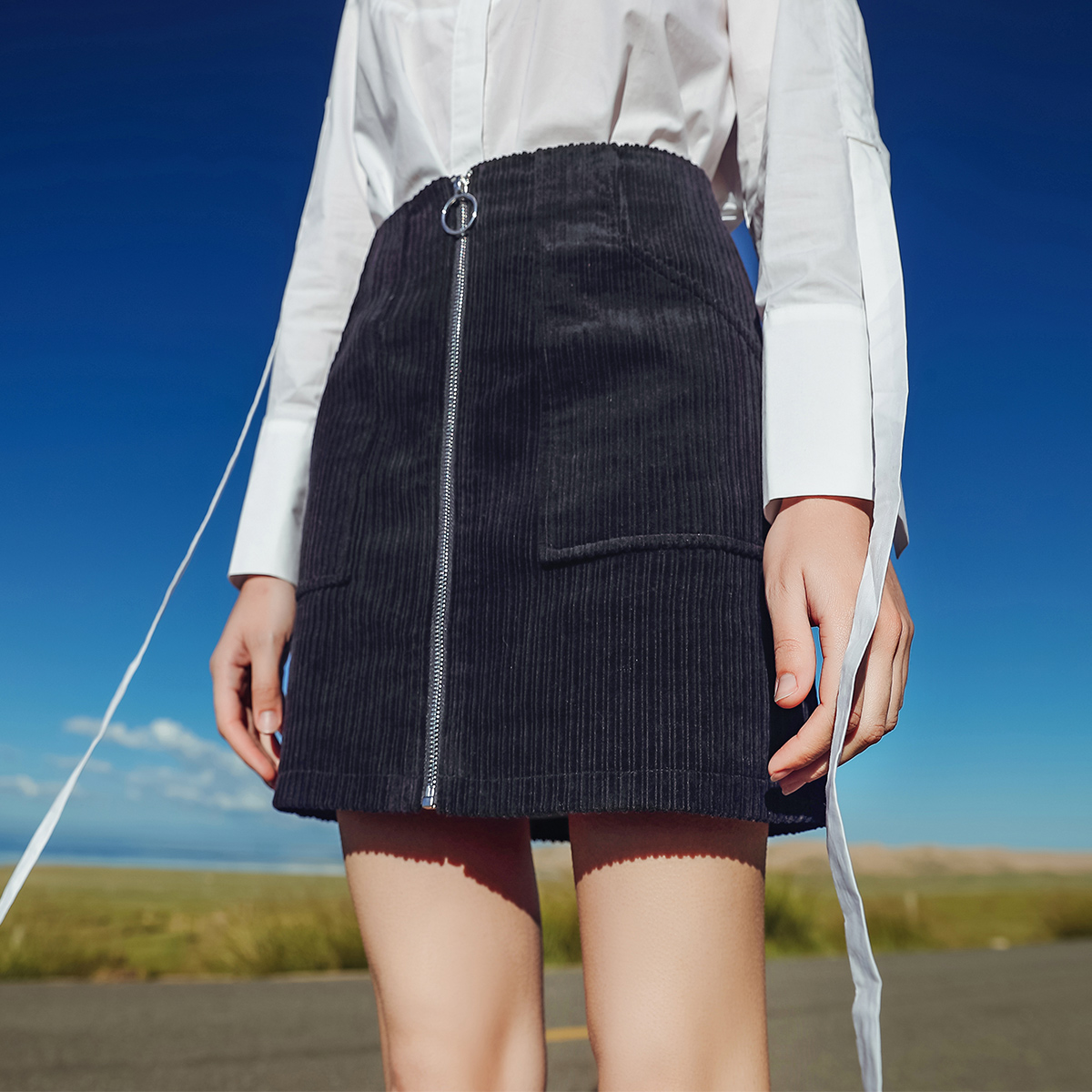 ... dress tali rok (Denim biru). Source · Flash Sale Korea Fashion Style warna solid musim gugur baru pinggang tinggi rok A rok kata