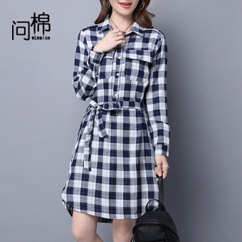 eShop Checker Korea katun longgar lengan panjang rok panjang gaun (Langer) Price Checker