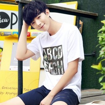 Gambar Korea Slim lengan pendek t shirt cetak t shirt (9045 putih)