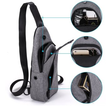 Korean Style Premium Shoulder Bag With External USB Port Phone Charger Travel Holder (Grey) - Intl Oktober 2019 - 5 Korean Style Premium Shoulder Bag With External USB Port Phone Charger Travel Holder (Grey) - intl - 5