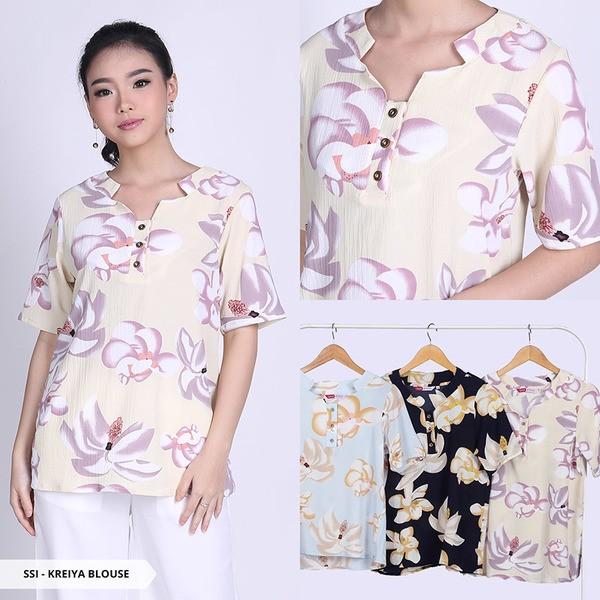 Kreiya Flowery Comfy Blouse - Baby Blue