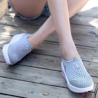 LALANG New Height Increasing Shoes Casual Women Swing BreathableWedges Shoes Grey Mei 2018 - 3 LALANG New Height Increasing Shoes Casual Women Swing BreathableWedges Shoes Grey - 3