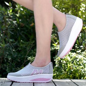 LALANG New Height Increasing Shoes Casual Women Swing BreathableWedges Shoes Grey Mei 2018 - 5 LALANG New Height Increasing Shoes Casual Women Swing BreathableWedges Shoes Grey - 5