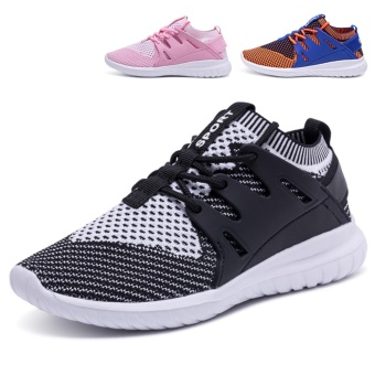 Gambar Lechgo Boys Children Trend Running Sock Shoes Fly Weave MD SolesBreathable Casual Sport Shoes (Black) NYY126   intl