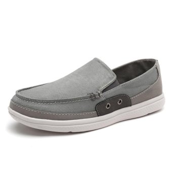 Gambar Lechgo Men Fshion Canvas Casual Shoes Big Plus Size Slip On LightSoft (Grey) NYY078   intl