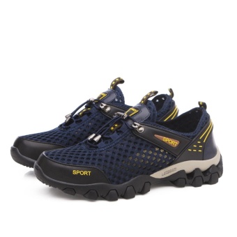 Gambar Lechgo Men Summer Fashion Outdoor Hiking Shoes Breathable MeshUpper Climbing Water Shoes (Blue) NYY148   intl