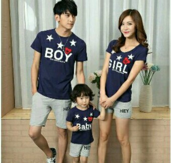 Gambar legiONshop Kaos keluarga T shirt Family (Ayah+Bunda+Anak) BOY GIRL BABY navy