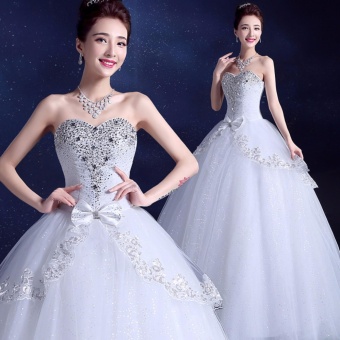 Gambar Leondo luxury beading crystal sleeveless sweetheart wedding dress ivory bridal ball gowns   intl