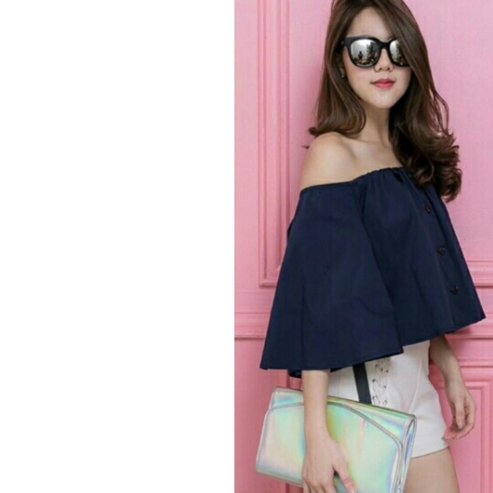 LF  Sabrina Kasual / Sabrina Santai / Sabrina Lengan Pendek Off The Shoulders / Sabrina Polos (Fifi Itewh) NR D30 - Putih / top atasan wanita / atasan sabrina / sabrina blouse / blouse wanita D3C