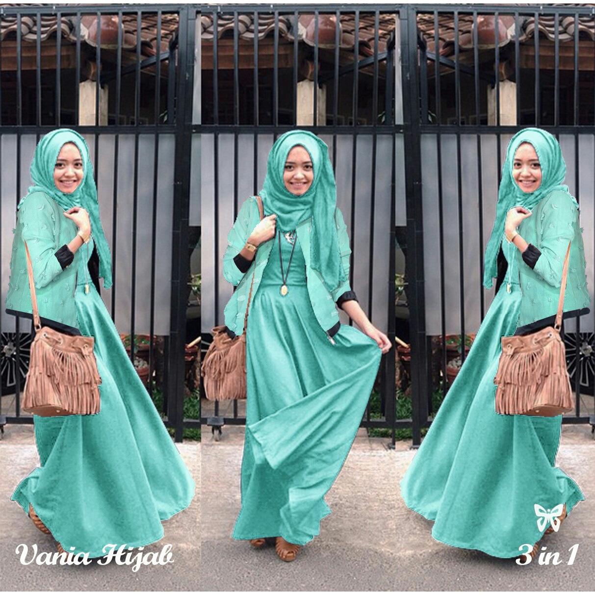 LF Gamis Syari Set 2 in 1 Bunga Tabur Zenda / Baju Muslim Wanita Syar'i / Gaun Pesta Muslimah / Maxi Dress Lengan Panjang / Hijab (NDAYAZE) SS  - MAROON