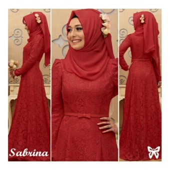 LFS Baju Brukat Muslim Gamis Mutiara Hijab Wanita Jilbab