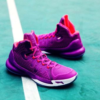 Gambar LINING abam007 1 asli pria basket (Roma Purple flame fluoresensi Hong fluoresensi Berry Hong)
