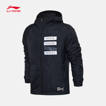 Gambar LINING afdm103 musim gugur baru bernapas lengan panjang berkerudung jaket mantel (Standar hitam)