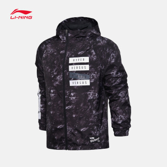 Gambar LINING afdm103 musim gugur baru bernapas lengan panjang berkerudung jaket mantel (Standar hitam sepotong dicetak)