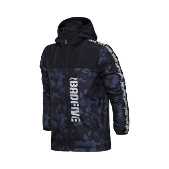 Gambar LINING afdm105 baru pria basket cepat kering kebugaran mantel (Hitam dan abu abu kamuflase)