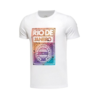 Gambar LINING ahsl405 1 3 asli pelatihan lengan pendek t shirt (Putih)