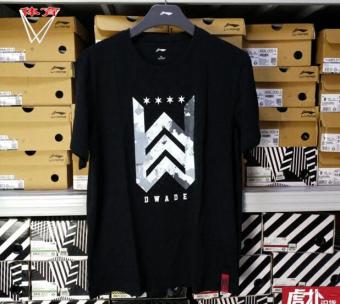 Gambar LINING ahsm307 asli baru lengan pendek t shirt (Hitam)