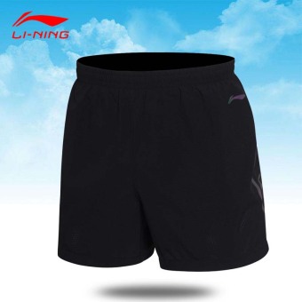 Gambar LINING aksm101 baru cepat kering dingin bernapas celana pendek celana pendek pria (Hitam standar 1)