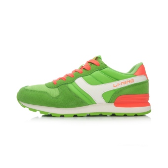 Gambar LINING ALCL004 Seri Sepatu Sneakers Sepatu Wanita (Teh hijau buah fluoresensi Hong)