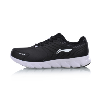 Gambar LINING arhm023 nyaman bernapas sepatu olahraga bantalan sepatu lari (New Basic Black yayasan putih)