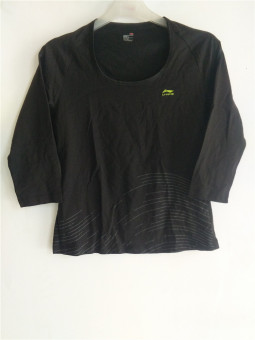 Gambar LINING Atse458 1 Busana Kasual Lengan Panjang T shirt (Hitam) (Hitam)
