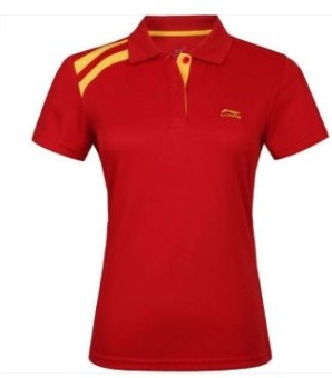 Gambar LINING atsg314 2 cepat kering lengan pendek kaos polo kerah beberapa (Merah) (Merah)