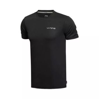 Gambar LINING Atsk089 Pria Leher Bulat Pelatihan Seri T shirt T shirt ( 9 Hitam) ( 9 Hitam)