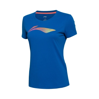 Gambar LINING ATSL102 seri pelatihan kebugaran pakaian lengan pendek kebugaran t shirt (Kristal biru 6)
