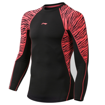 Gambar LINING aull073 audl091 kebugaran kompresi lengan panjang celana panjang Legging pakaian (Hitam dan merah legging t shirt) (Hitam dan merah legging t shirt)