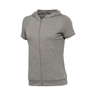 Gambar LINING AWDL154 pelatihan merajut lengan pendek sweater lengan pendek kemeja (Bunga berwarna abu abu 4)